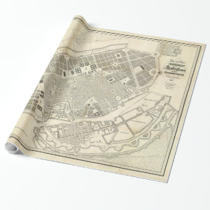 Papel De Presente Mapa Vintage de Copenhagen Dinamarca Expansão
