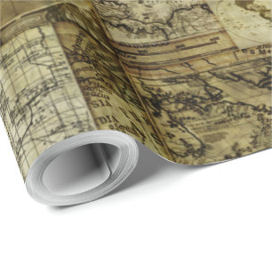 Papel De Presente Mapas antigos do mundo vintage Mapas antigos