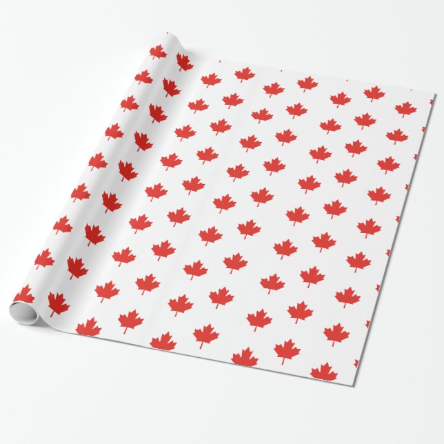 Papel De Presente Maple Leaf Canada Day Party (Desenrolado)