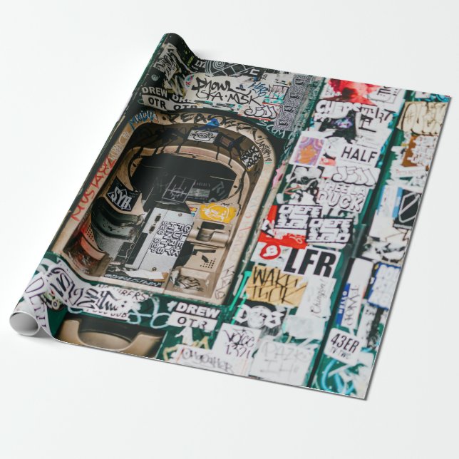 PAPEL DE PRESENTE MÁQUINA ATM COM GRAFITE (Desenrolado)