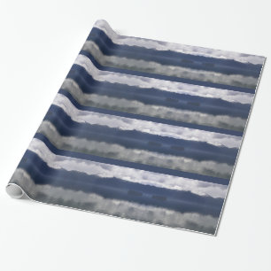 Papel De Presente Mar Alaskano Nebuloso em Tons de Azul