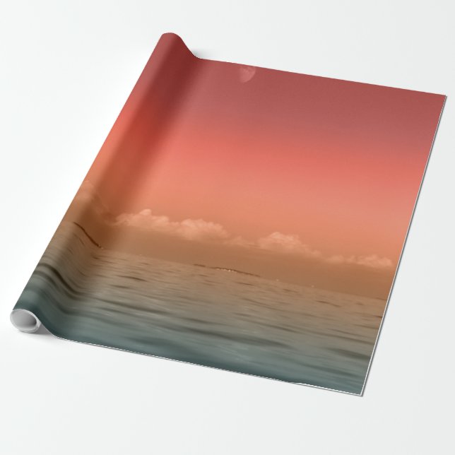 Papel De Presente Mar, Terra E Céu | Paisagem maravilhosa (Desenrolado)