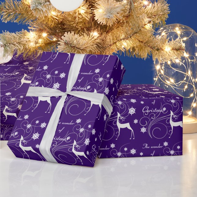 Papel De Presente Maravilha de Reinador de Natal Roxo (Feriados)
