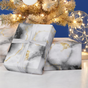 Papel De Presente Marble black gold stone parece uma festa elegante