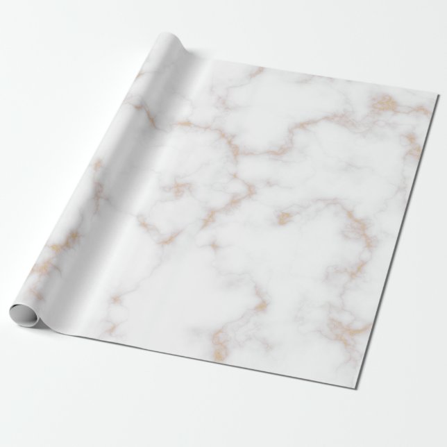 Papel De Presente Marble branco e Dourado (Desenrolado)
