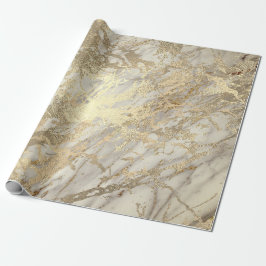 Papel De Presente Marble Champaigne Cinza Dourada Traço metálico