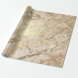 Papel De Presente Marble Champaigne Dourado Peach Blush Metal Stroke
