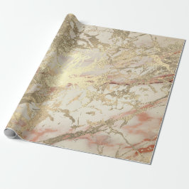 Papel De Presente Marble Champaigne Dourado Sepia Blush Metal Stroke