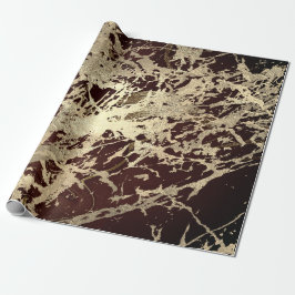 Papel De Presente Marble Champaigne Dourado Sepia Burguny - Traços M