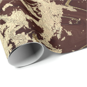 Papel De Presente Marble Champaigne Dourado Sepia Burguny - Traços M
