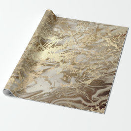 Papel De Presente Marble Champaigne Dourado Sepia Mel Traços Metálic