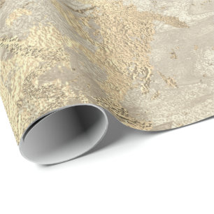 Papel De Presente Marble Champaigne Dourado Traços Metálicos De Ivor