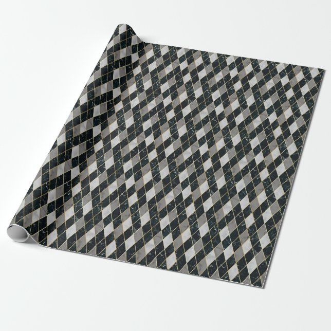 Papel De Presente Marble Geométrico: Linhas Douradas, Luxo (Desenrolado)