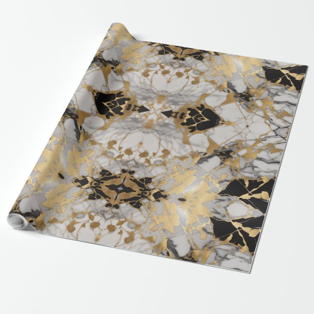 Papel De Presente Marble Majestade - Papel Luxuoso (Desenrolado)