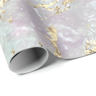 Papel De Presente Marble Pastel Dourado Traços Azuis Ideia de Prese