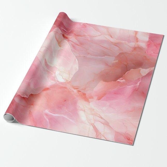 Papel De Presente Marble Pastel Rosa (Desenrolado)
