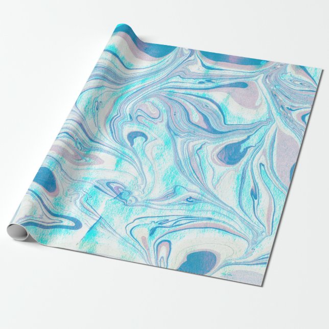 Papel De Presente Marble Swirls Coloridos (Desenrolado)
