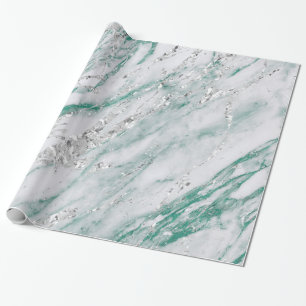 Papel De Presente Marble Tiffany Silver Cinza Teal Green Stone VIP