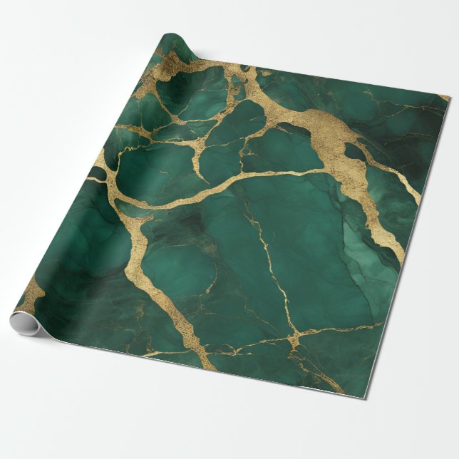 Papel De Presente Marble Verde Elegante (Desenrolado)