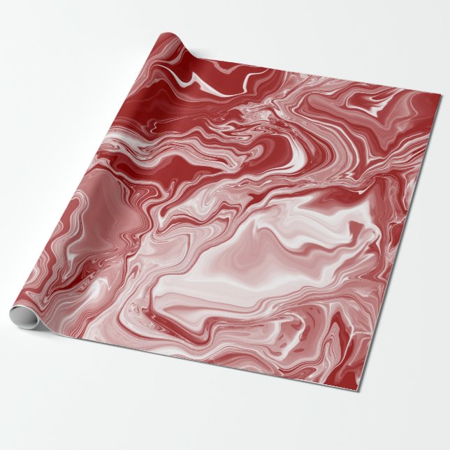 Papel De Presente Marble Vermelho Clássico (Desenrolado)
