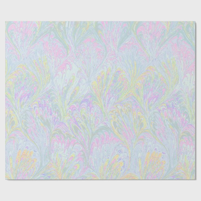 PAPEL DE PRESENTE MARBLED PAPER,ABSTRACT PALE PINK 2 PEACOCK PATTERN (Aberto)
