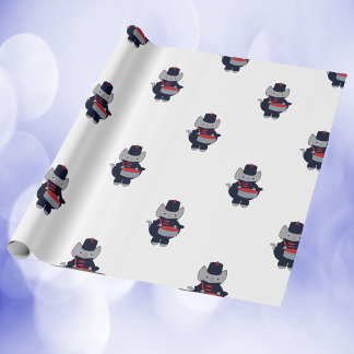 Papel De Presente Marching Band Cat Snare Drum Navy Blue Red Pattern
