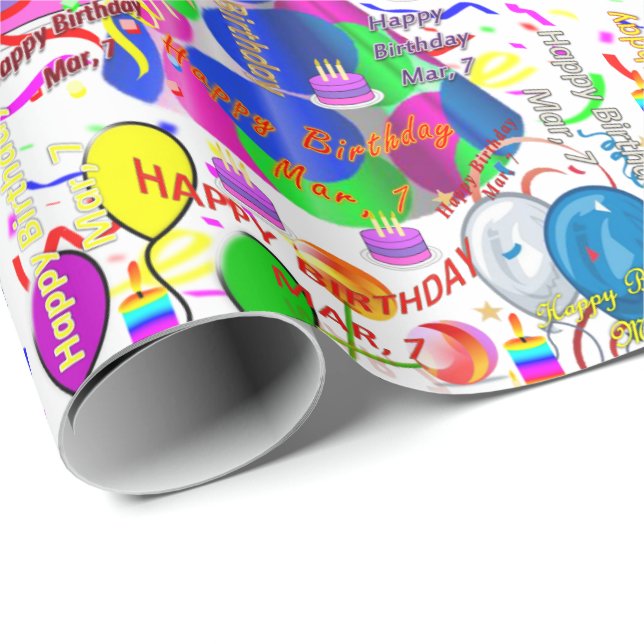 Papel De Presente Março, 7 de Aniversário (Ponta do rolo)