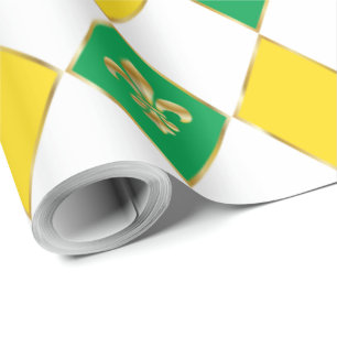 Papel De Presente Mardi Gras Carnaval Geométrico Rhombus Fleur de Li
