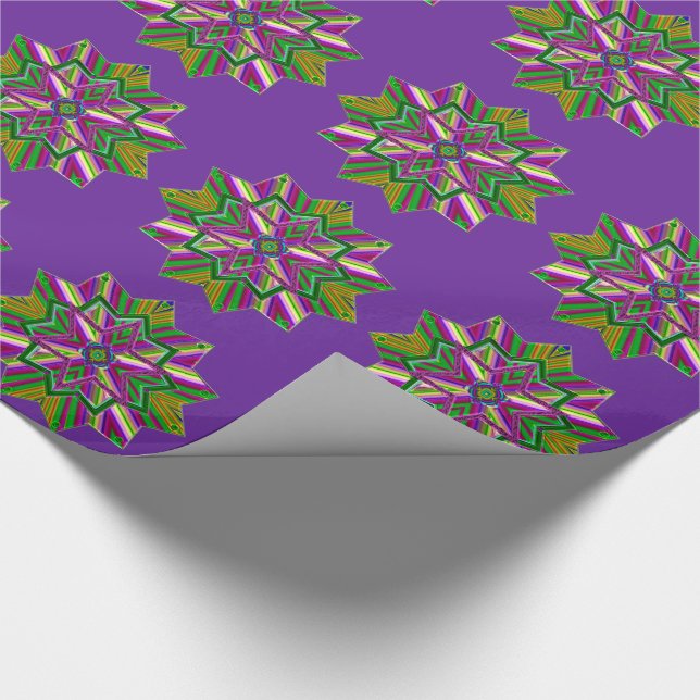 Papel De Presente Mardi Gras Carnaval Jewel Tone Star (Ponta)