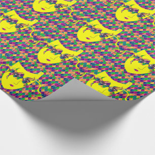 Papel De Presente Mardi Gras Carnaval - Máscara Amarela Em Ouros Rox