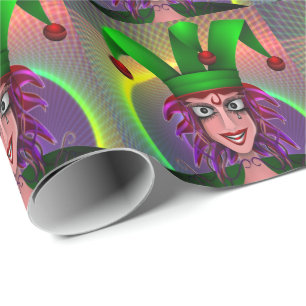 Papel De Presente Mardi Gras Carnival Jester