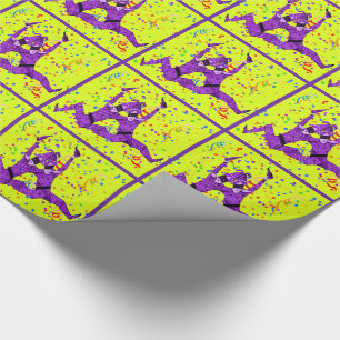 Papel De Presente Mardi Gras Carnival Purple Jesters Com Confetti
