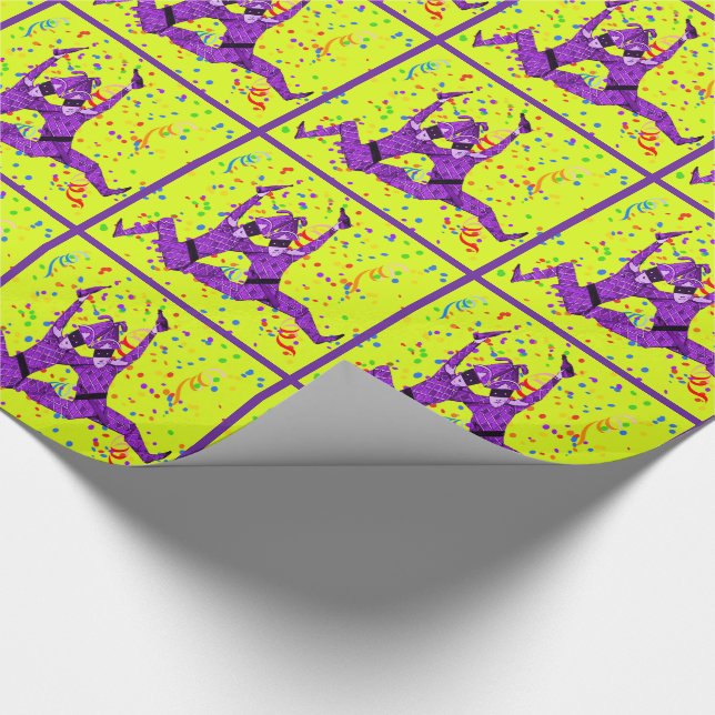 Papel De Presente Mardi Gras Carnival Purple Jesters Com Confetti (Ponta)