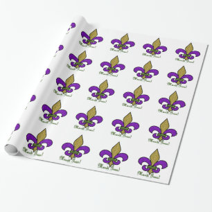 Papel De Presente Mardi Gras Colorido Fleur De Lis