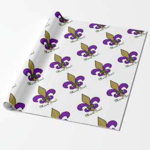 Papel De Presente Mardi Gras Colorido Fleur De Lis