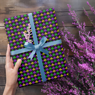 Papel De Presente Mardi Gras Fleur de Lis Pattern