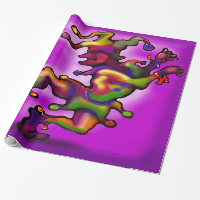 Papel De Presente Mardi Gras Jester 2x3' 60# Desdecoração de Parede (Desenrolado)