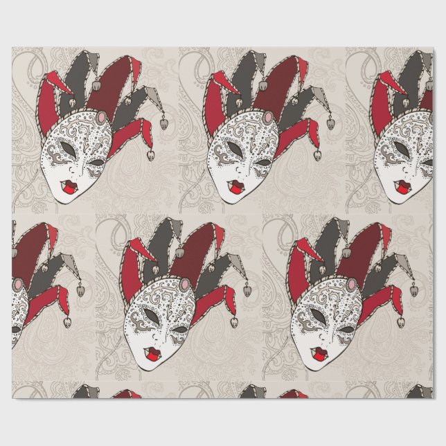 Papel De Presente Mardi Gras Jester Mask Venetian Carnival (Aberto)