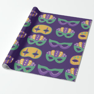 Papel De Presente Mardi Gras Máscaras Festivas