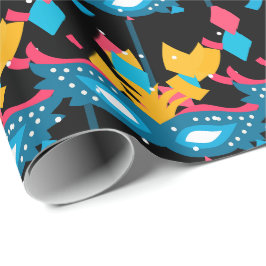 Papel De Presente Mardi Gras Mask E Confetti Em Preto