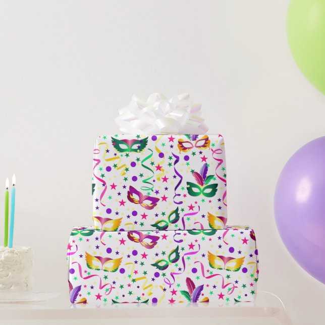 Papel De Presente Mardi Gras Masks (Presentes para festas)