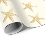 Papel De Presente Marfim do esboço da estrela do mar do vintage<br><div class="desc">Papel Dourado e do marfim da estrela do mar do esboço de envolvimento. Mude a cor do fundo que usa o editor avançado acessível clicando "PERSONALIZAM MAIS." Excelente para presentes do chá de casamento da praia e projetos litorais do contexto e os home da decoração.</div>