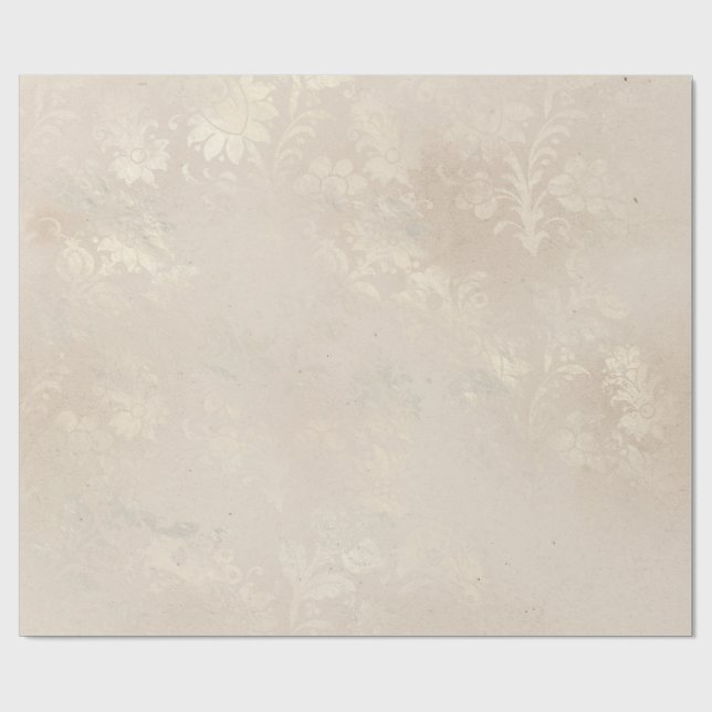 Papel De Presente Marfim e Branco Grunge Danificado Damask (Aberto)