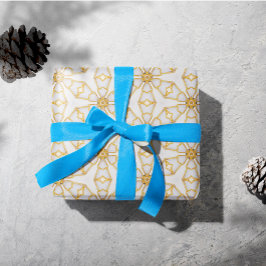 Papel De Presente Marfim Elegante e Natal Dourado