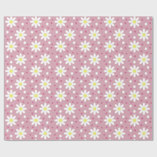 Papel De Presente margaretas bolinhas rosa