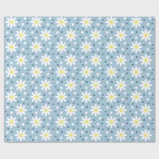 Papel De Presente margaretas pontos azul claro