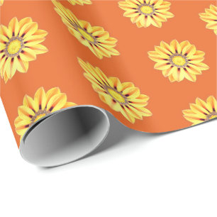 Papel De Presente Margarida Africana/Gazânia, Laranja e Amarelo