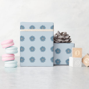 Papel De Presente Margarida Azul