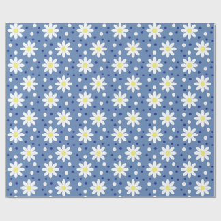 Papel De Presente margarida bolinhas azul