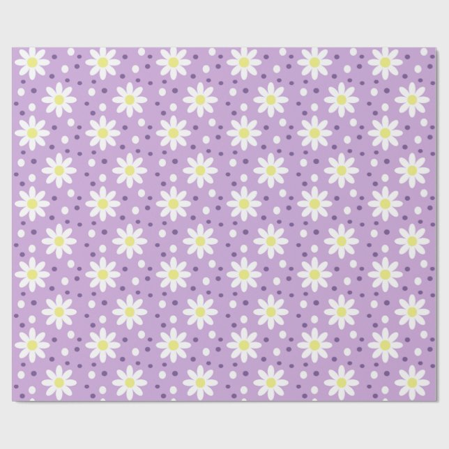 Papel De Presente margarida bolinhas lilás (Aberto)